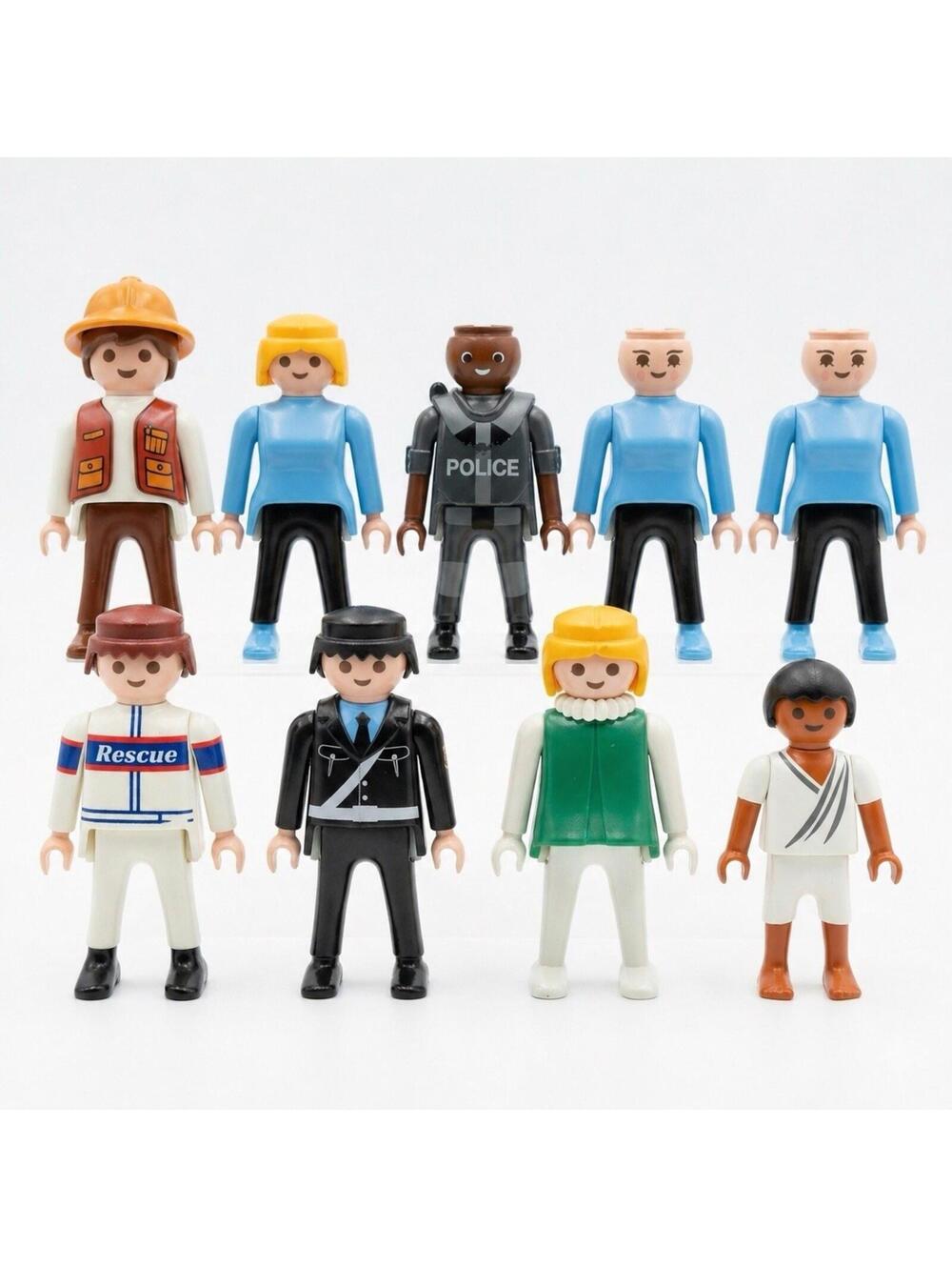 VTG Playmobil Figure Lot 9pc - Geobra 1974, 1990, 1992, 1993, 1997 Police Rescue